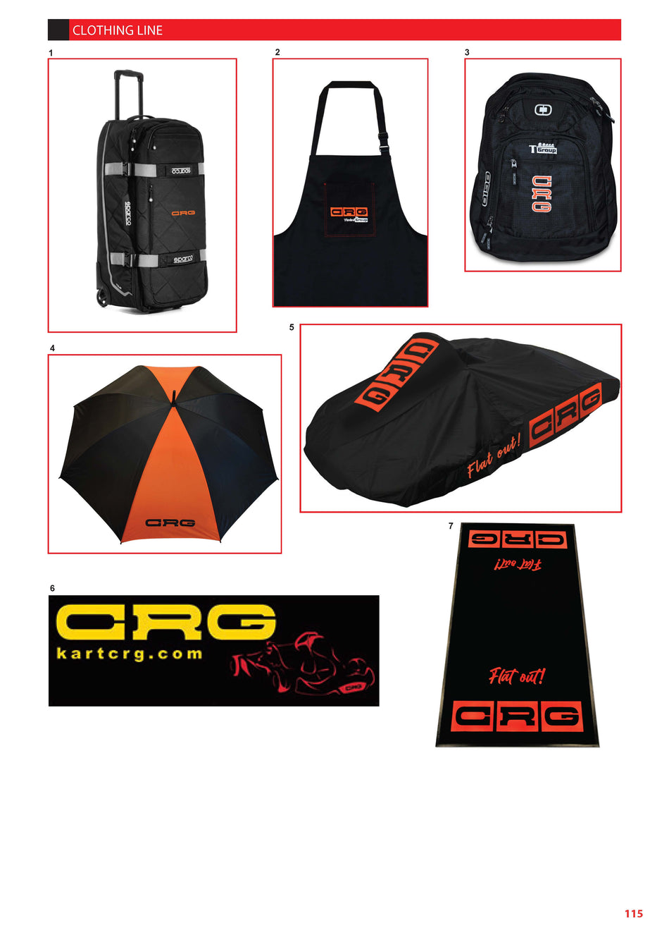CRG CLOTHING LINE - BAGS, KART COVER, ACCESSORIES