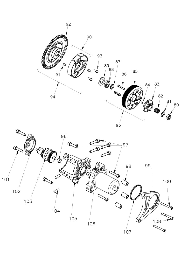 VLR100 OTK Engine Parts Clutch and Starter Assembly