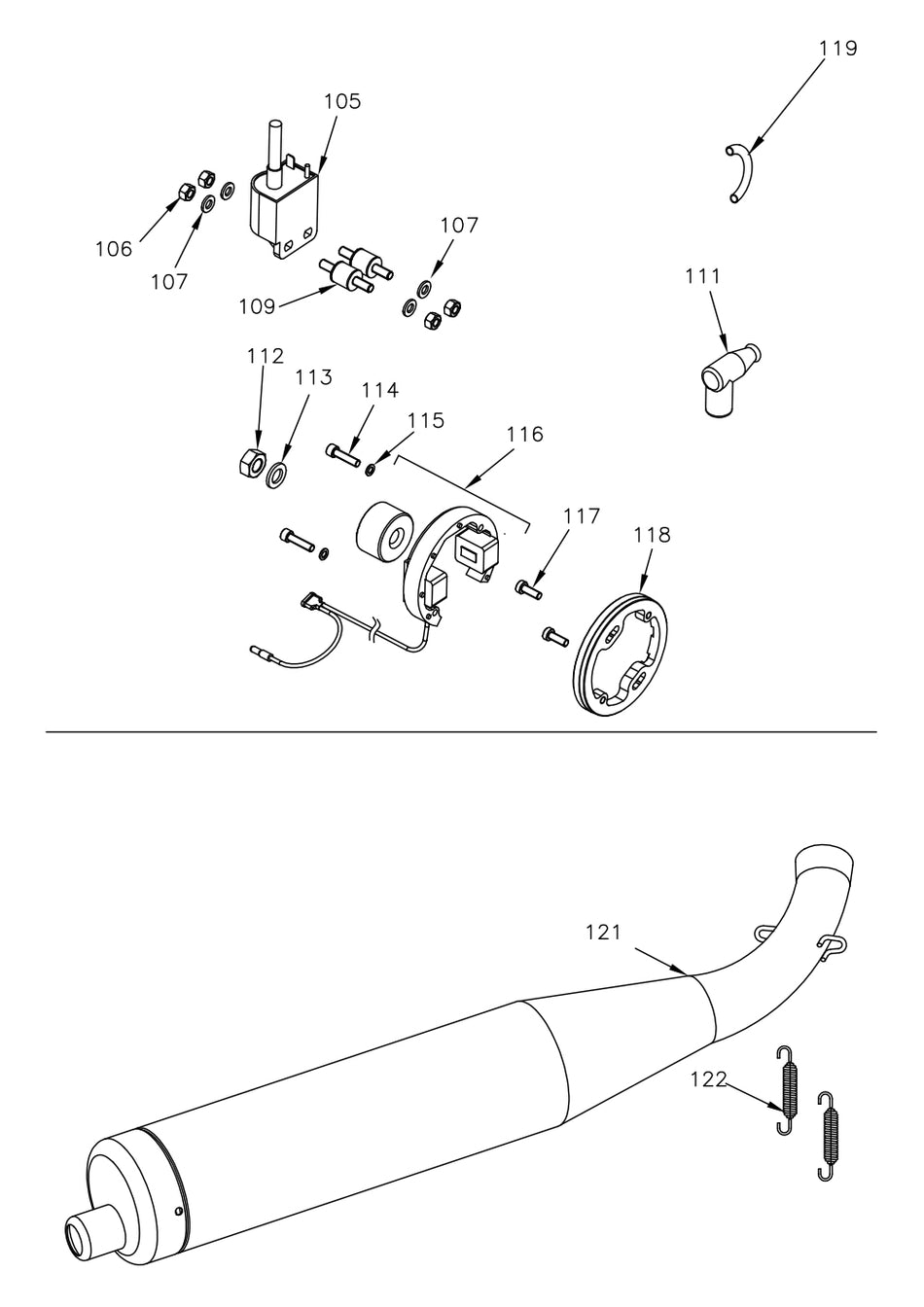 ROK MINI OTK Engine Parts Stator Ignition Assembly and Pipe