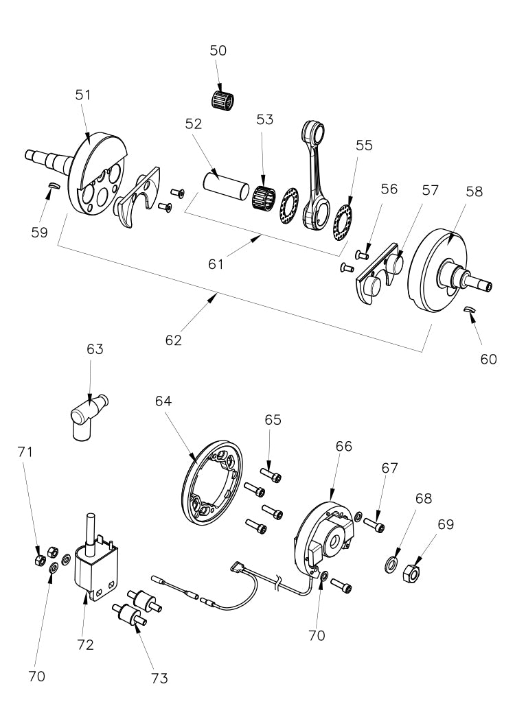 VLR100 OTK Engine Parts Crankshaft and Stator Ignition Assembly